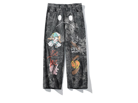 Psychedelic Fauna Straight-Cut Chinos Pants