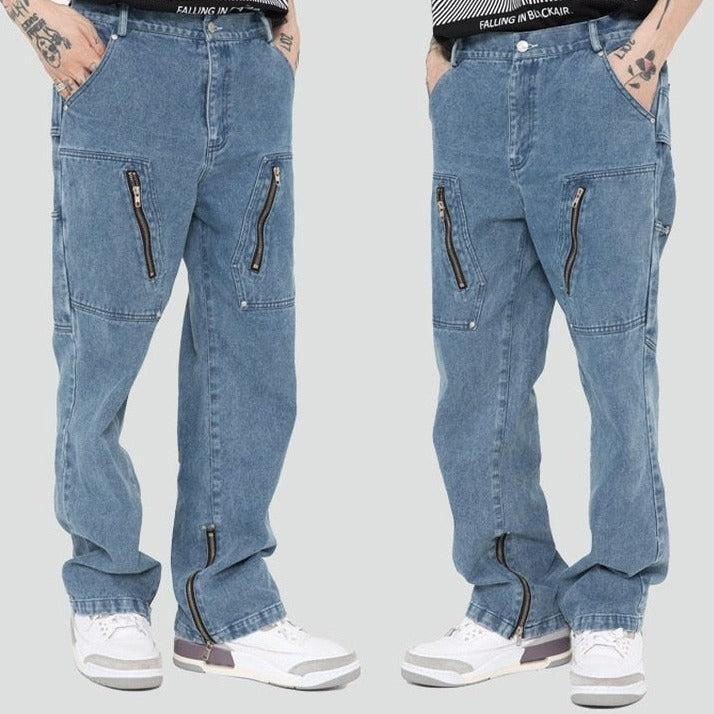 Multi-Zip Utility Denim Jeans