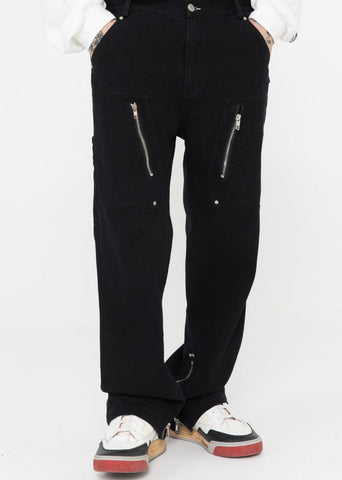 Multi-Zip Utility Denim Jeans