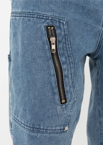 Multi-Zip Utility Denim Jeans