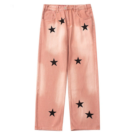 Star-Studded Wide-Leg Jeans
