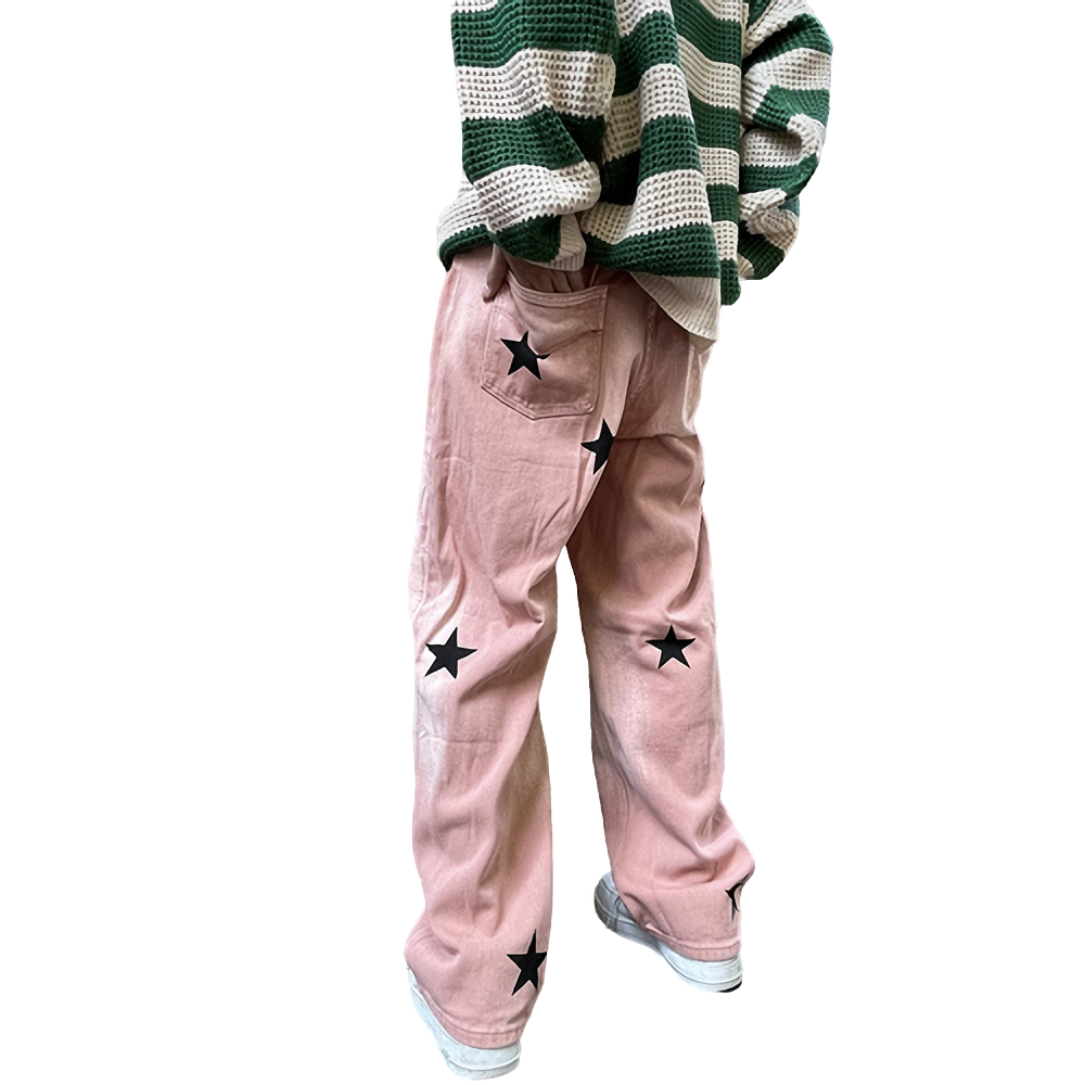 Star-Studded Wide-Leg Jeans