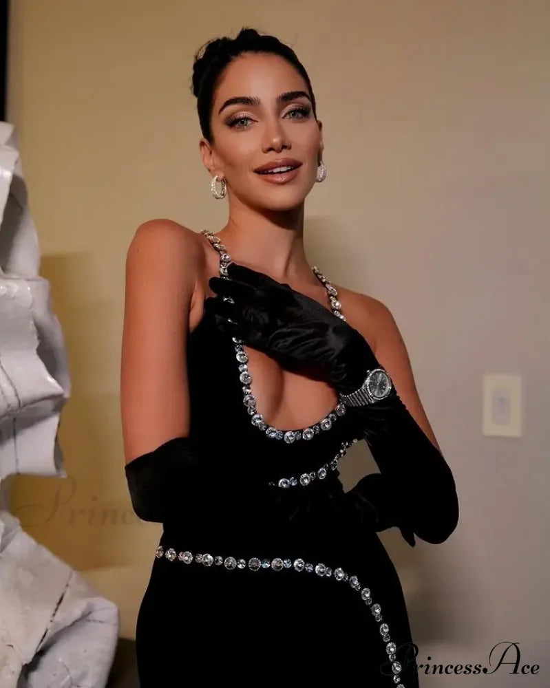 Sleeveless Halter Black Midi Party Dress