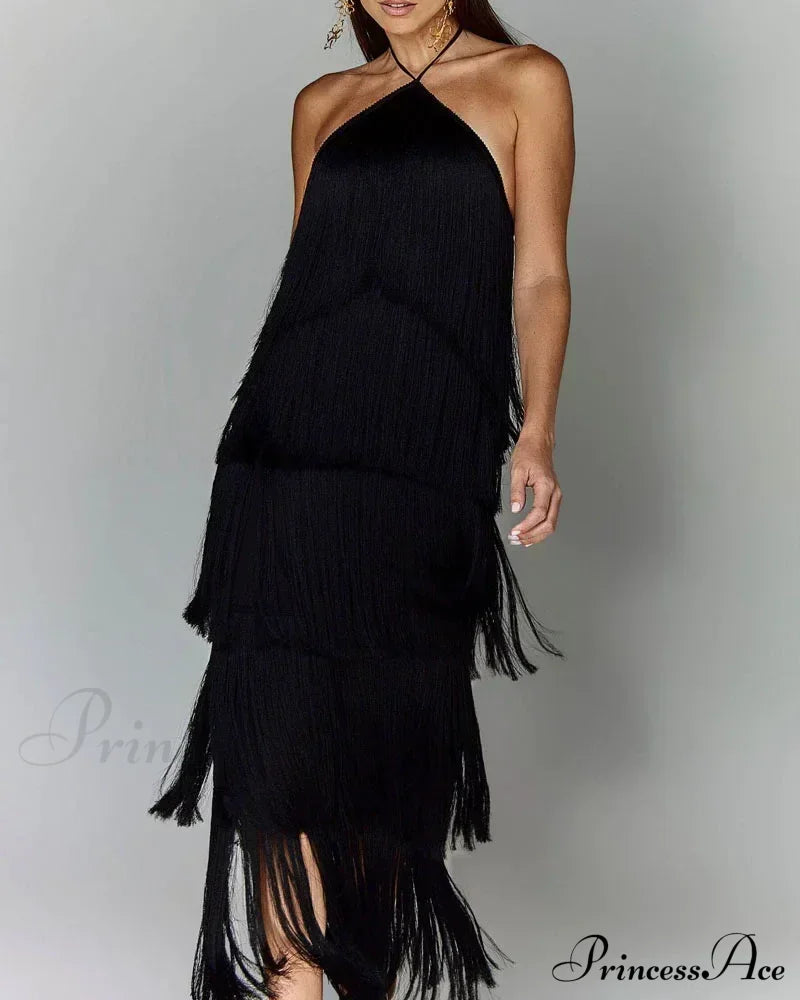 Sleeveless Halter Split Party Dress