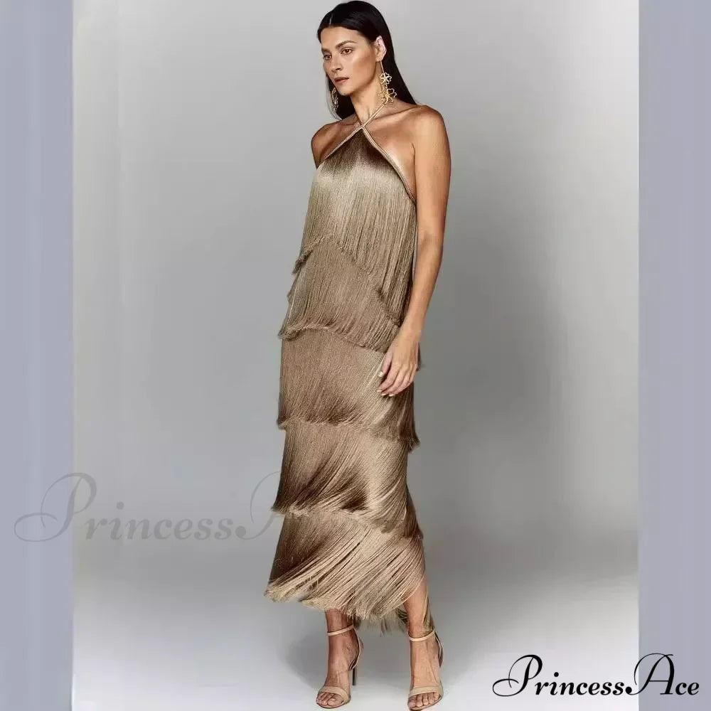 Sleeveless Halter Split Party Dress