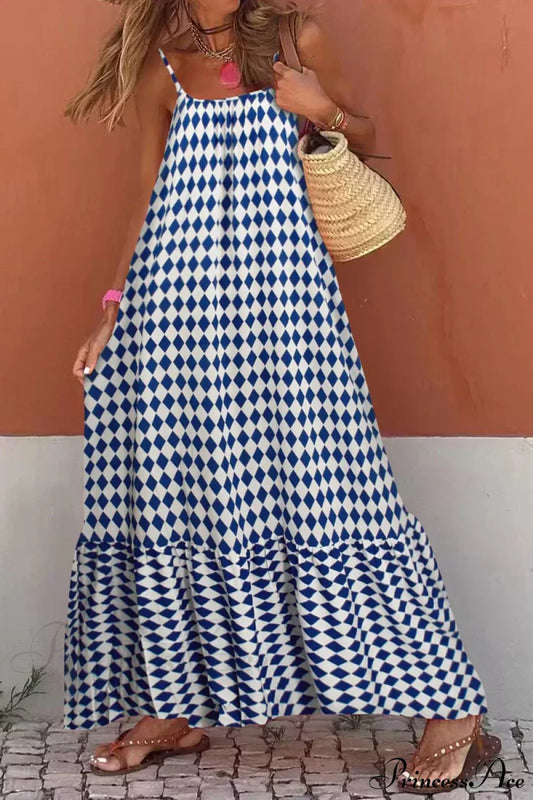 Sleeveless Print Summer Spaghetti Strap Boho Dress