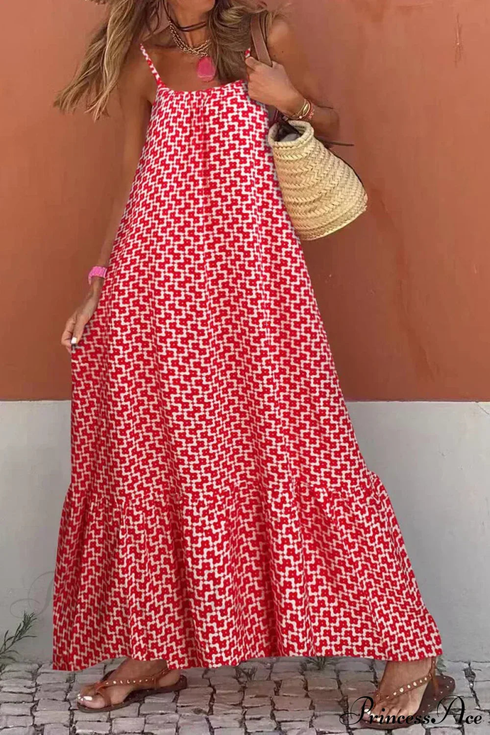 Sleeveless Print Summer Spaghetti Strap Boho Dress