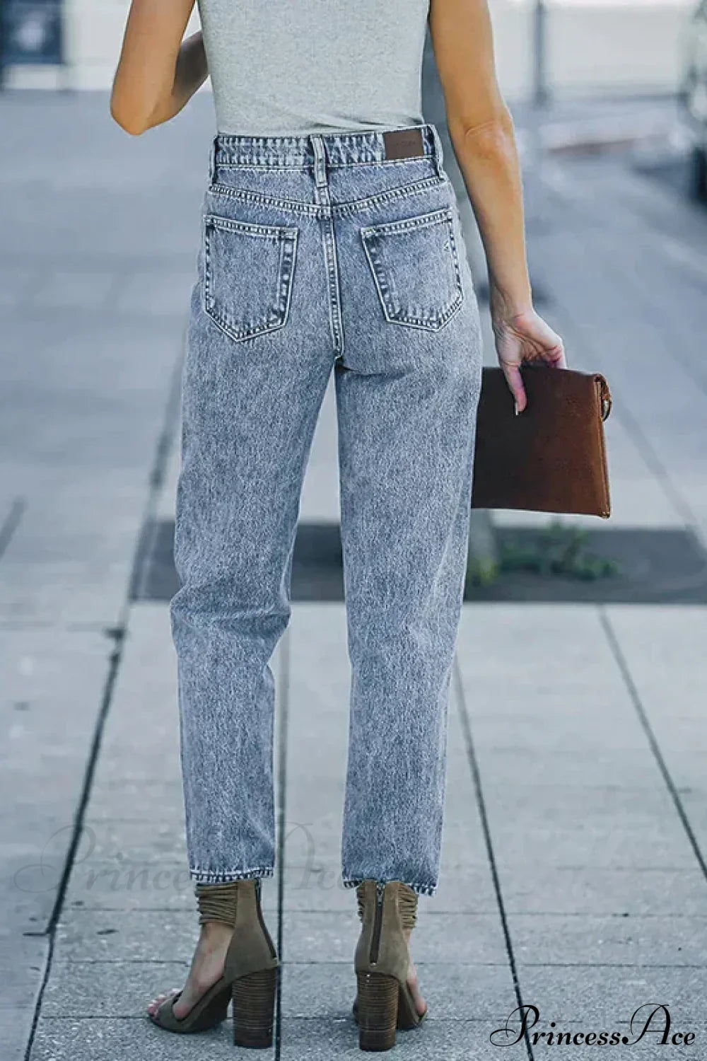 Slim Fit High-Waist Vintage Streetwear Casual Blue Denim Jean