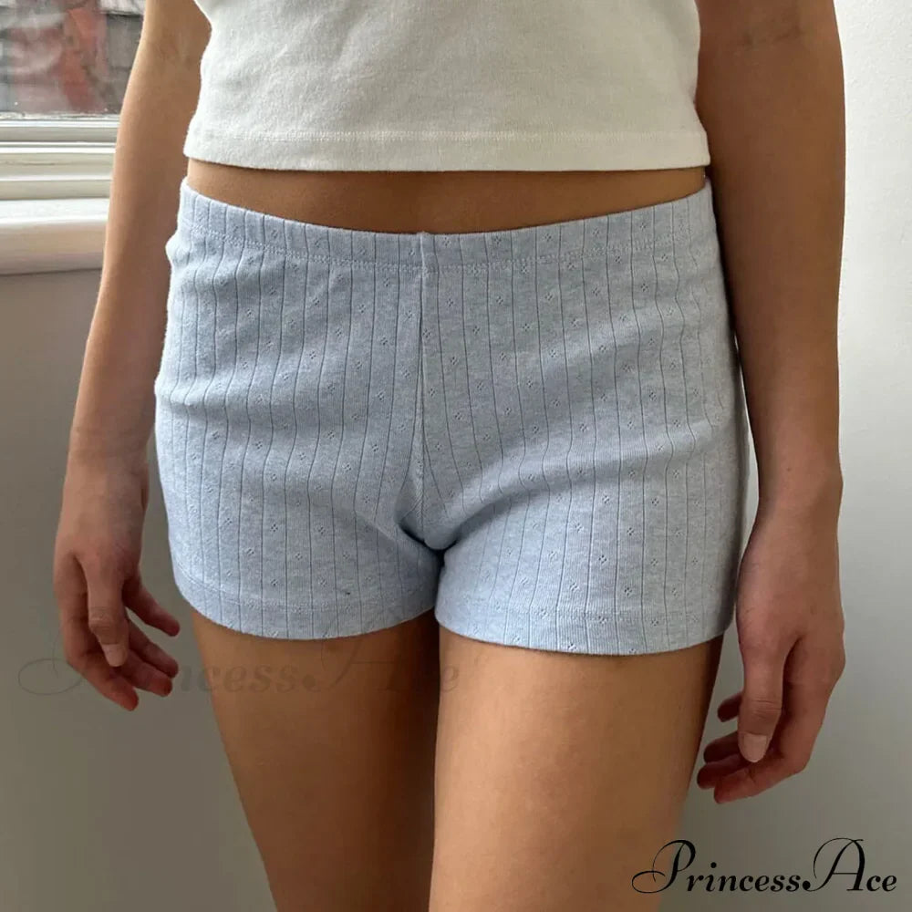 Slim Fit Retro Kawaii Solid Front Button Down Elastic Waist Pajamas Short