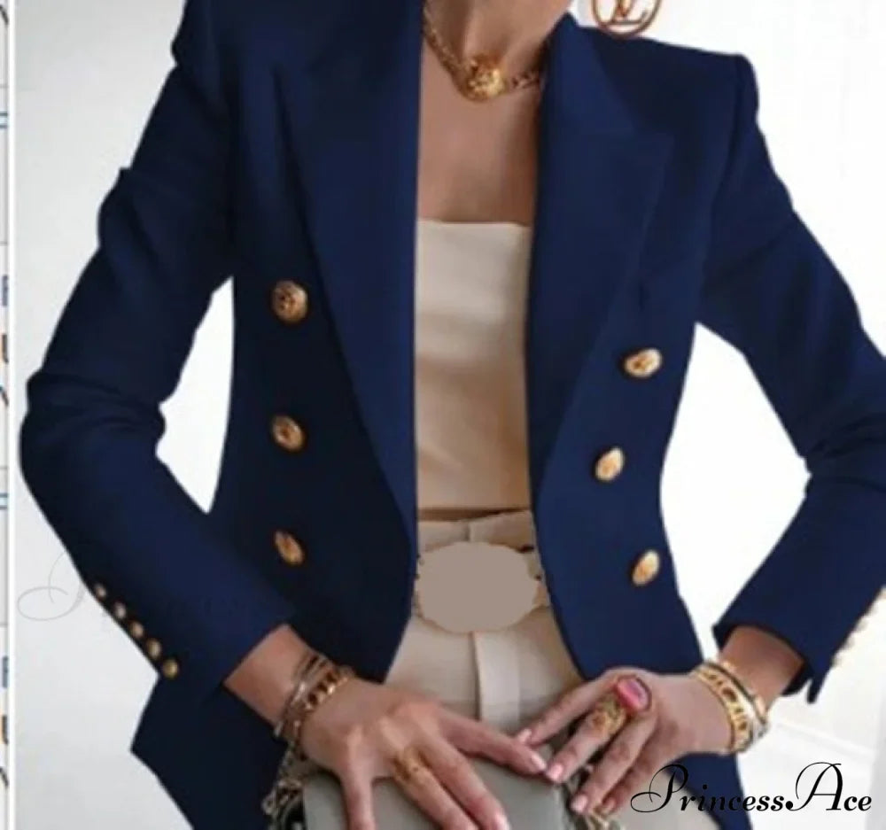 Solid Color Fashion Multi Buttons Blazer