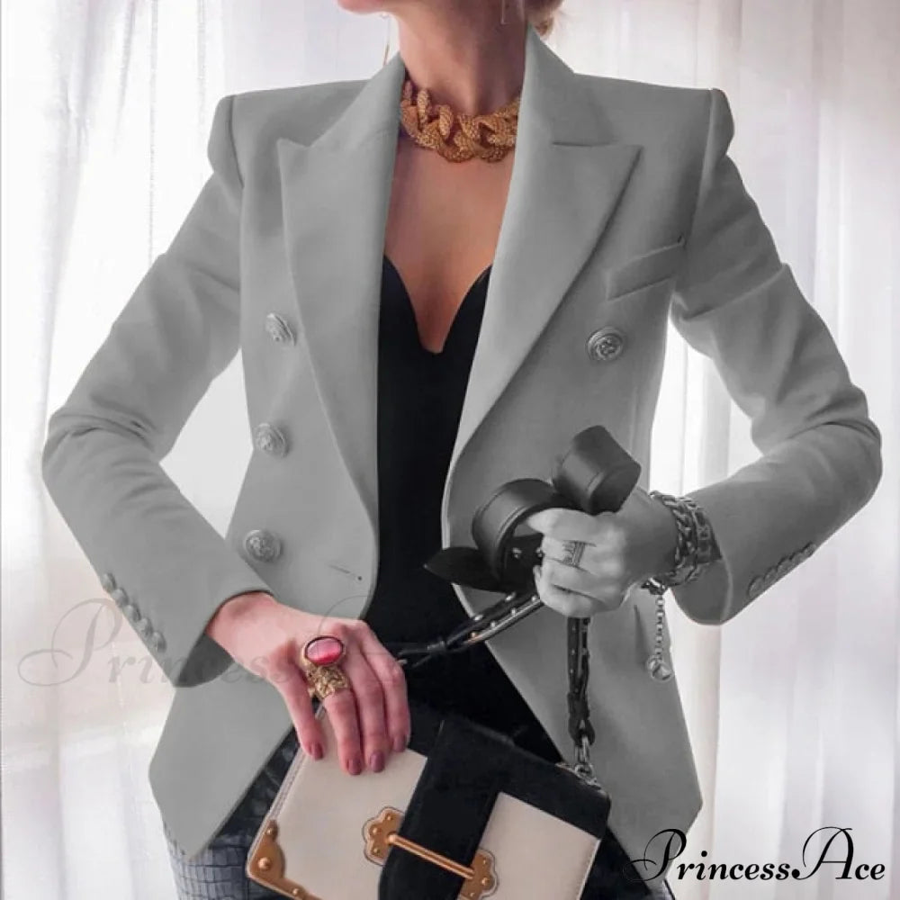 Solid Color Fashion Multi Buttons Blazer