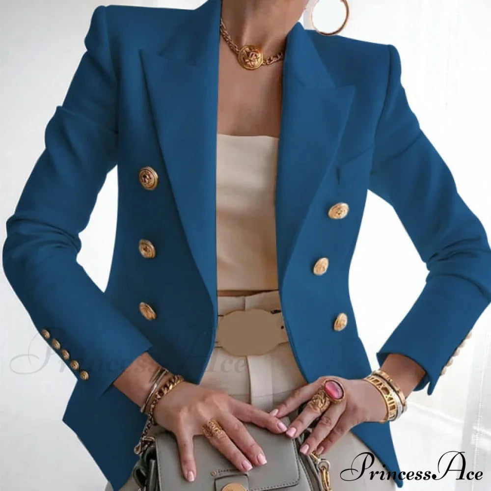 Solid Color Fashion Multi Buttons Blazer