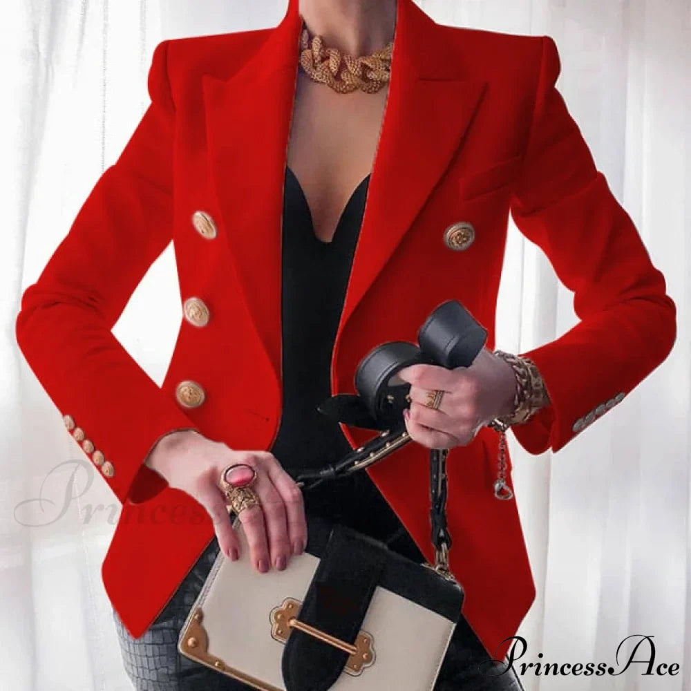 Solid Color Fashion Multi Buttons Blazer