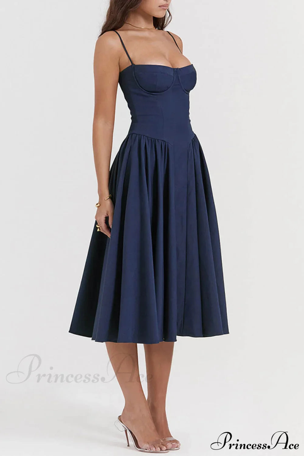 V-Neck Strapless Stylish Midi Dress