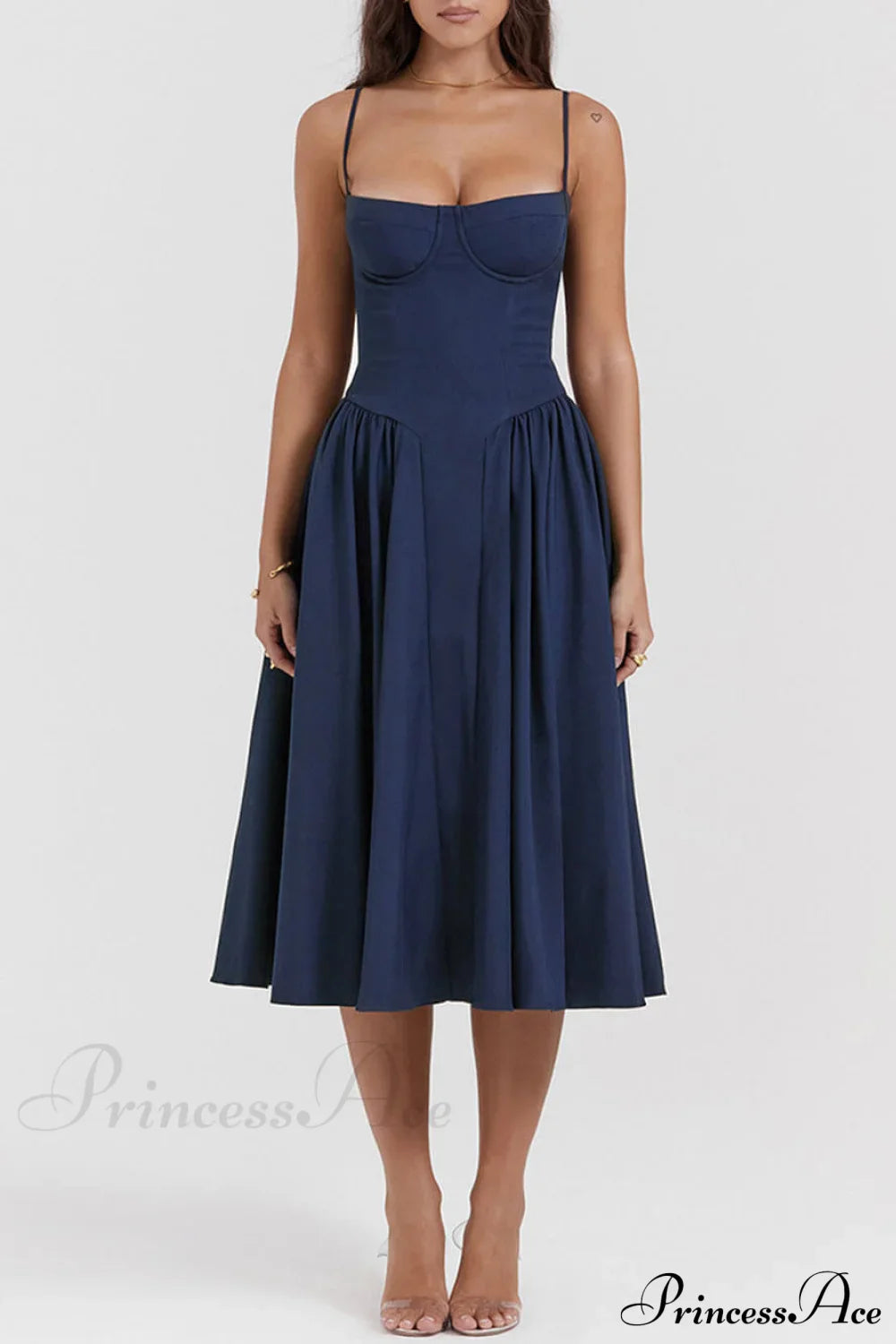 V-Neck Strapless Stylish Midi Dress
