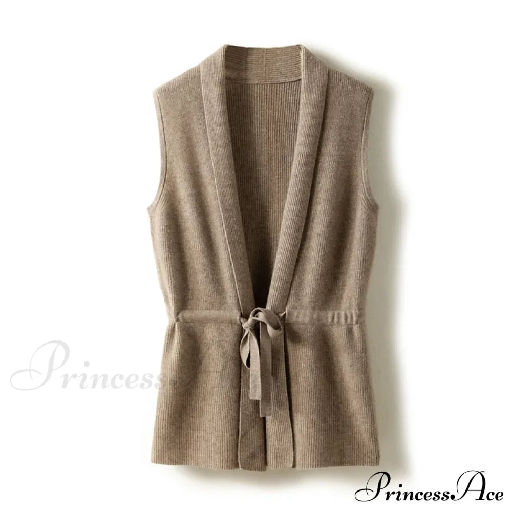 V-Neck Tie Vest Vest Women's Short Knit Cardigan
