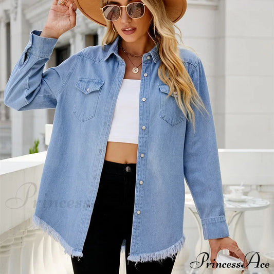 Versatile Denim Fringe Shirt European American Cross-border Best Seller Jacket