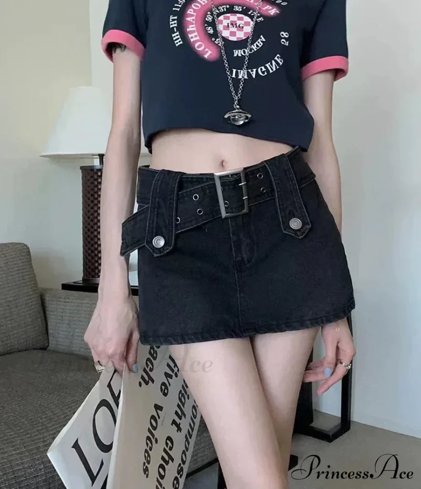 Vintage Black Y2K Sexy High Waist Mini Skirt