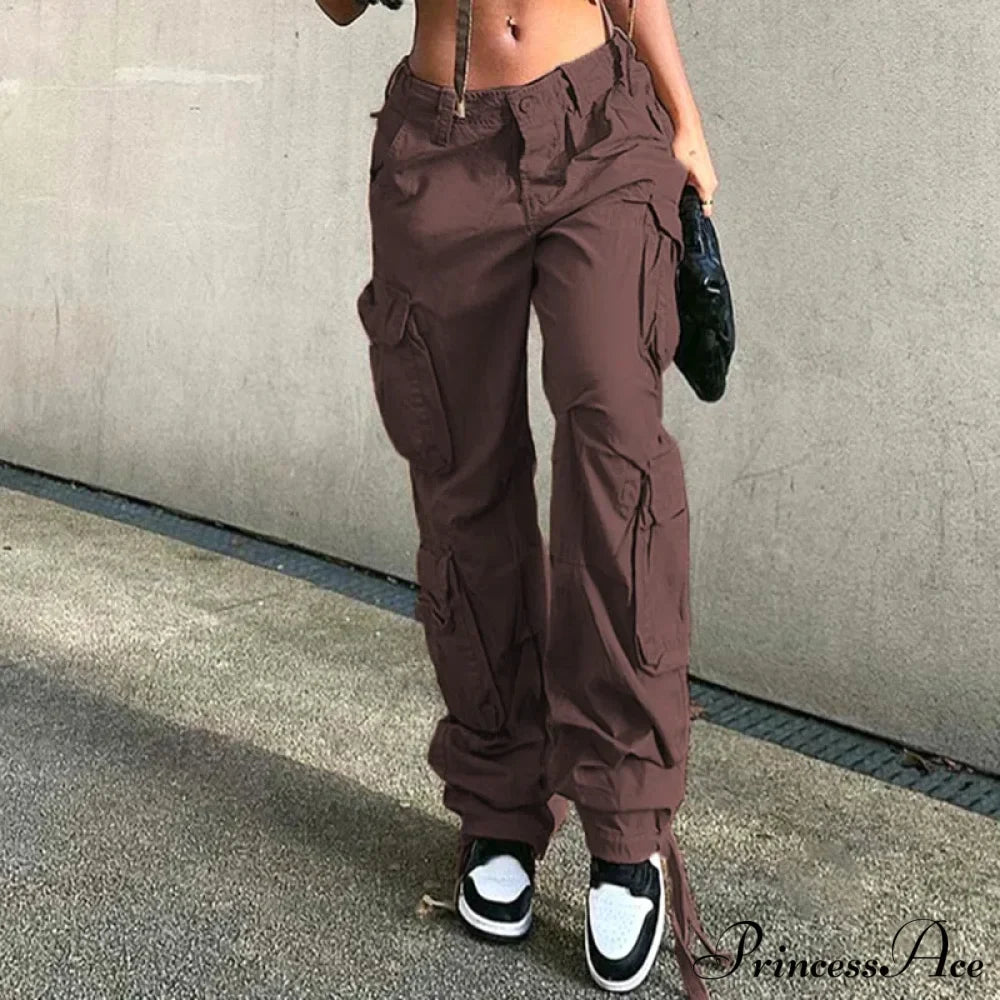 Vintage Cargo Baggy Streetwear Pockets Wide Leg Low Waist Casual Loose Y2k Denim Jean