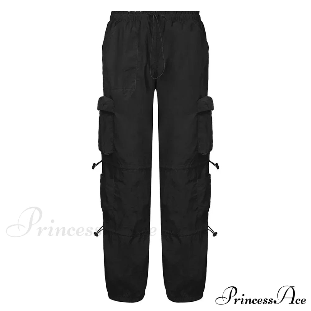 Vintage Cargo Baggy Streetwear Pockets Wide Leg Low Waist Casual Loose Y2k Denim Jean