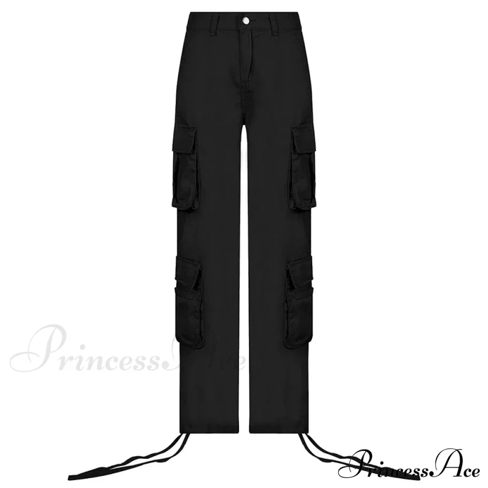 Vintage Cargo Baggy Streetwear Pockets Wide Leg Low Waist Casual Loose Y2k Denim Jean