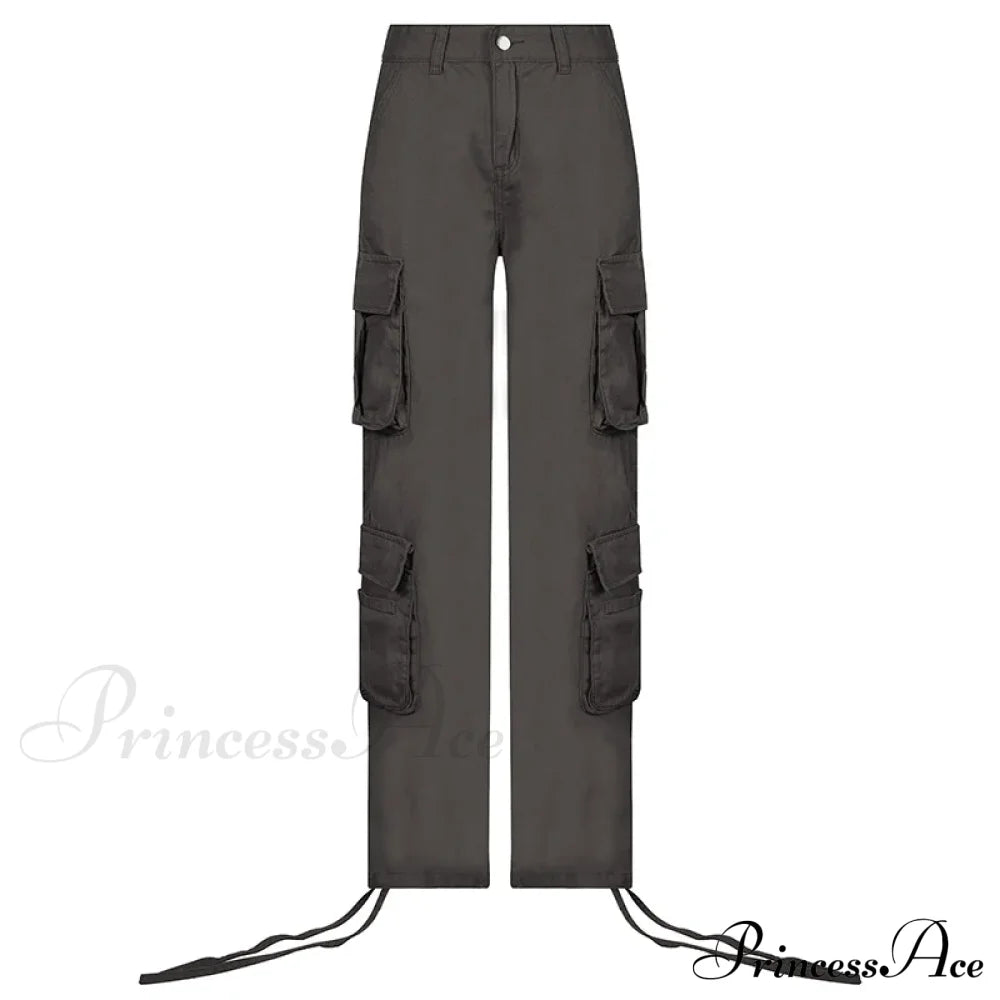 Vintage Cargo Baggy Streetwear Pockets Wide Leg Low Waist Casual Loose Y2k Denim Jean