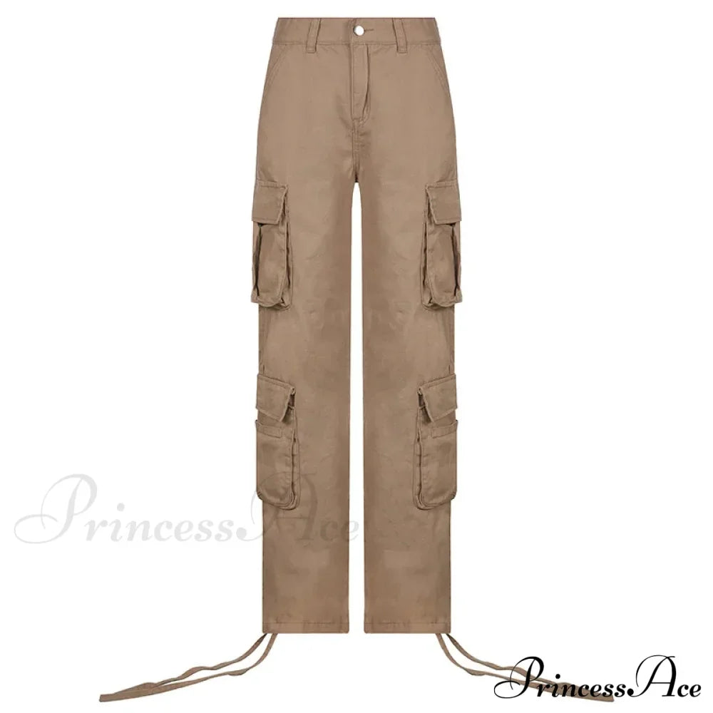 Vintage Cargo Baggy Streetwear Pockets Wide Leg Low Waist Casual Loose Y2k Denim Jean