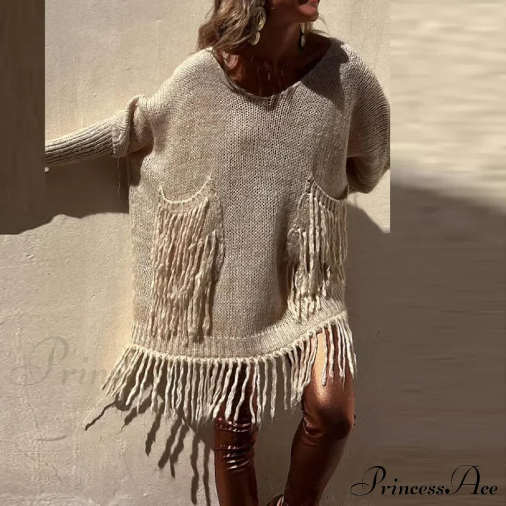 Vintage Casual Knitted Sweater Midi Dress