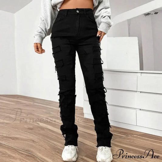 Vintage Denim Embroidered Stacked Jeans