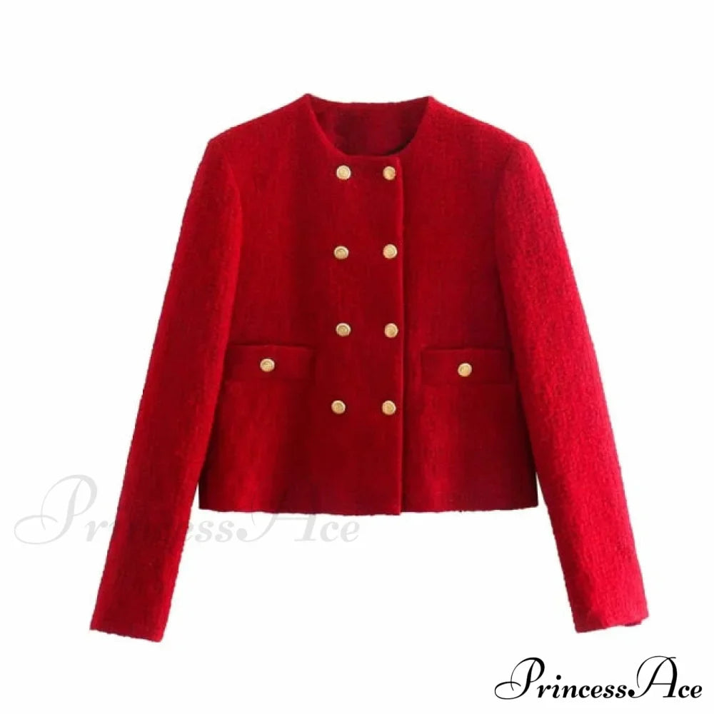 Vintage O Neck Long Sleeve Office Lady Blazer