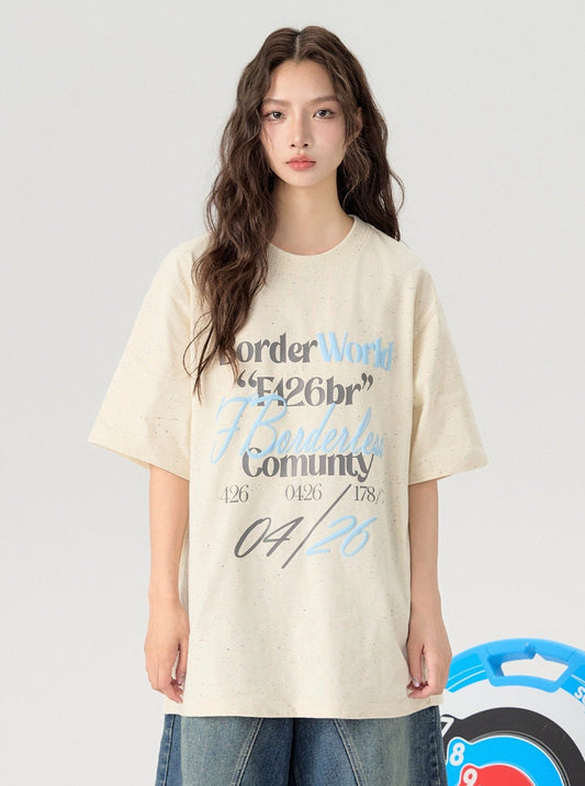 Casual Foam Letter Dot Print Tee
